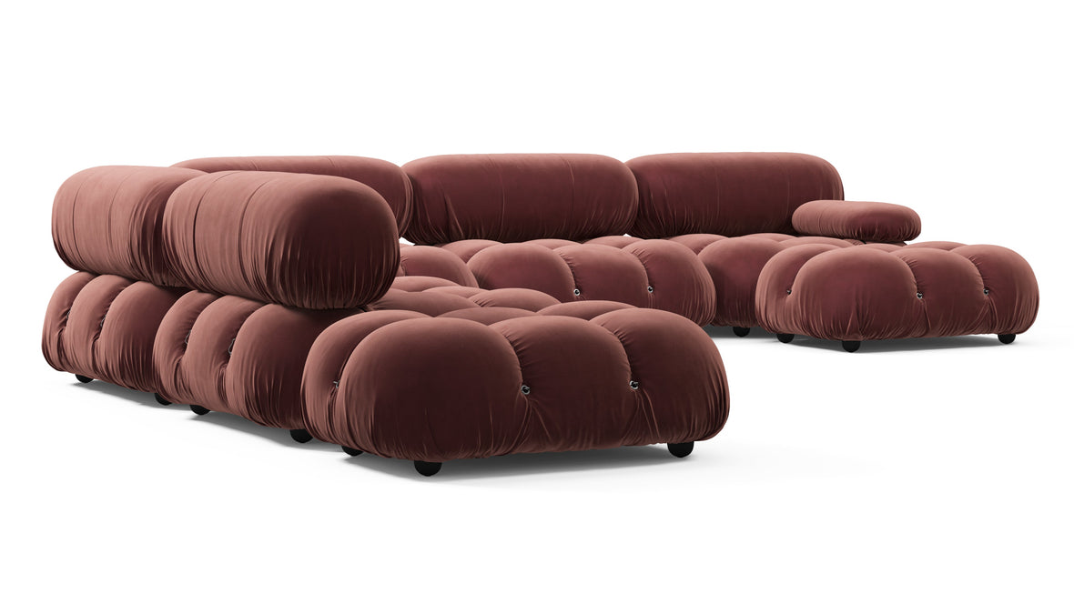 Belia - Belia Large Sectional, Left Corner, Maroon Velvet