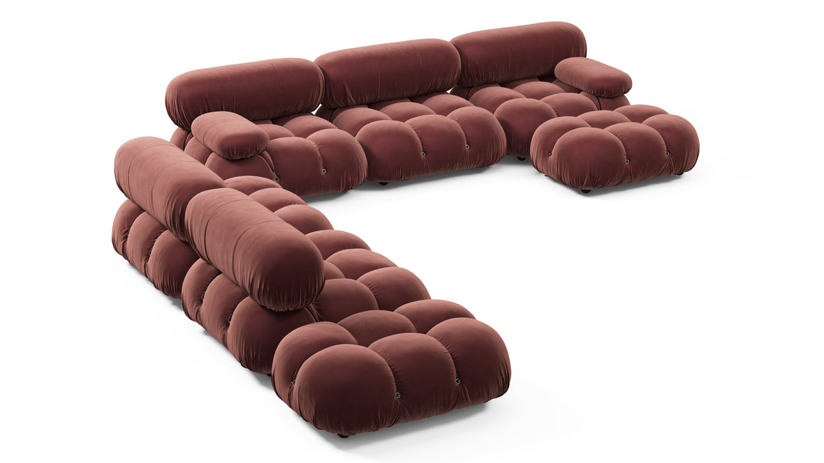 Belia - Belia Large Sectional, Left Corner, Maroon Velvet