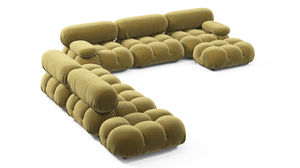 Belia - Belia Large Sectional, Left Corner, Olive Gold Velvet