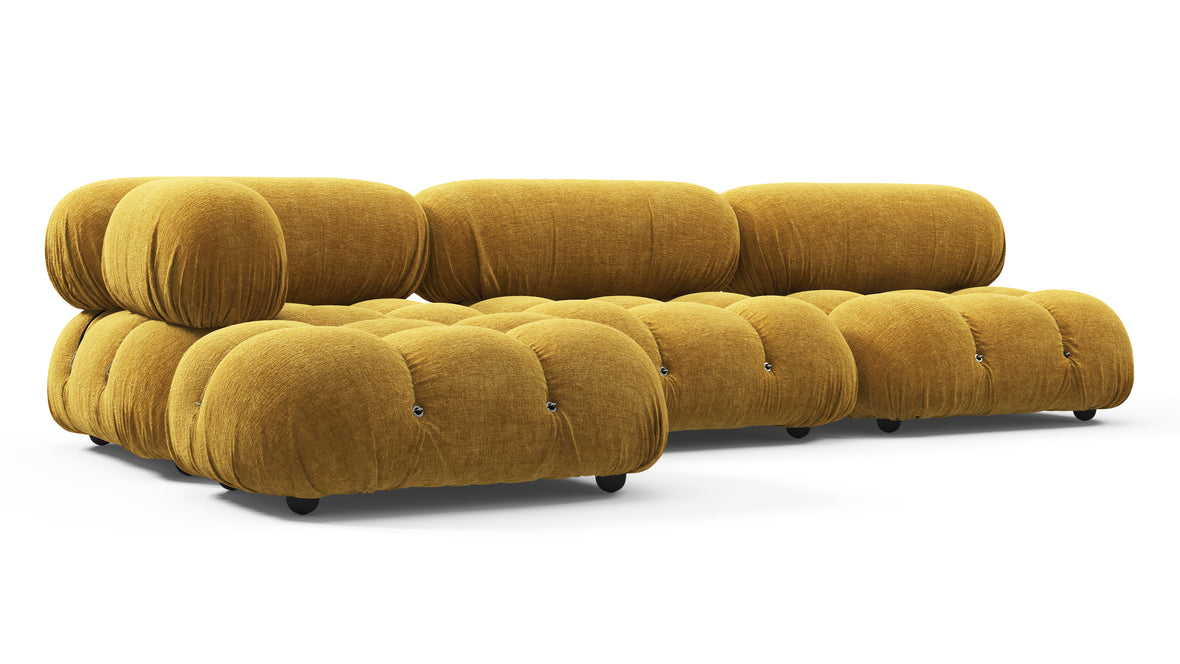 Belia - Belia Sectional, Left Chaise, Mustard Yellow Chenille