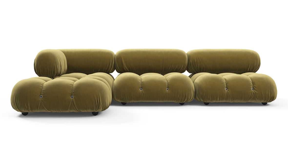 Bellini Sectional - Mario Bellini Sectional, Left Chaise, Olive Gold Velvet