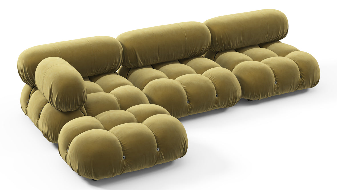 Belia - Belia Sectional, Left Chaise, Olive Gold Velvet