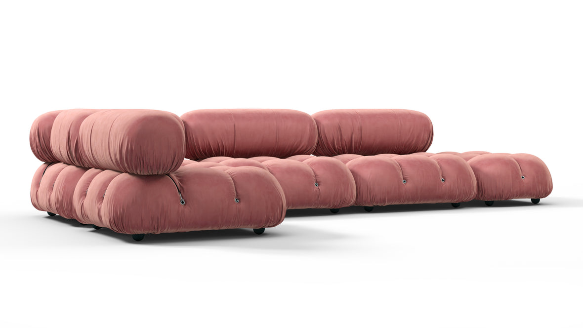 Belia - Belia Sectional, Left Corner, Blush Pink Velvet