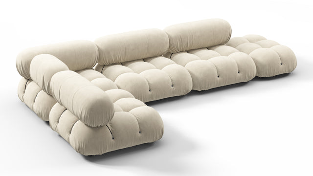 Belia - Belia Sectional, Left Corner, Eggshell Vegan Suede