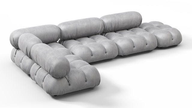 Belia - Belia Sectional, Left Corner, Light Gray Velvet