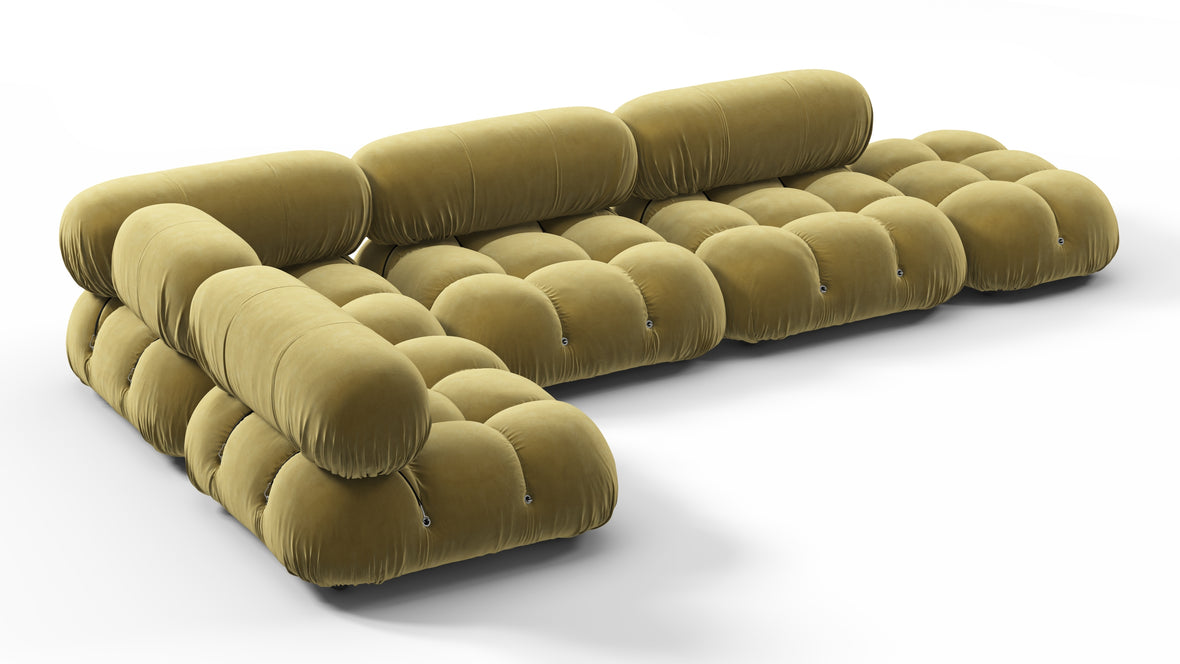 Bellini Sectional - Mario Bellini Sectional, Left Corner, Olive Gold Velvet