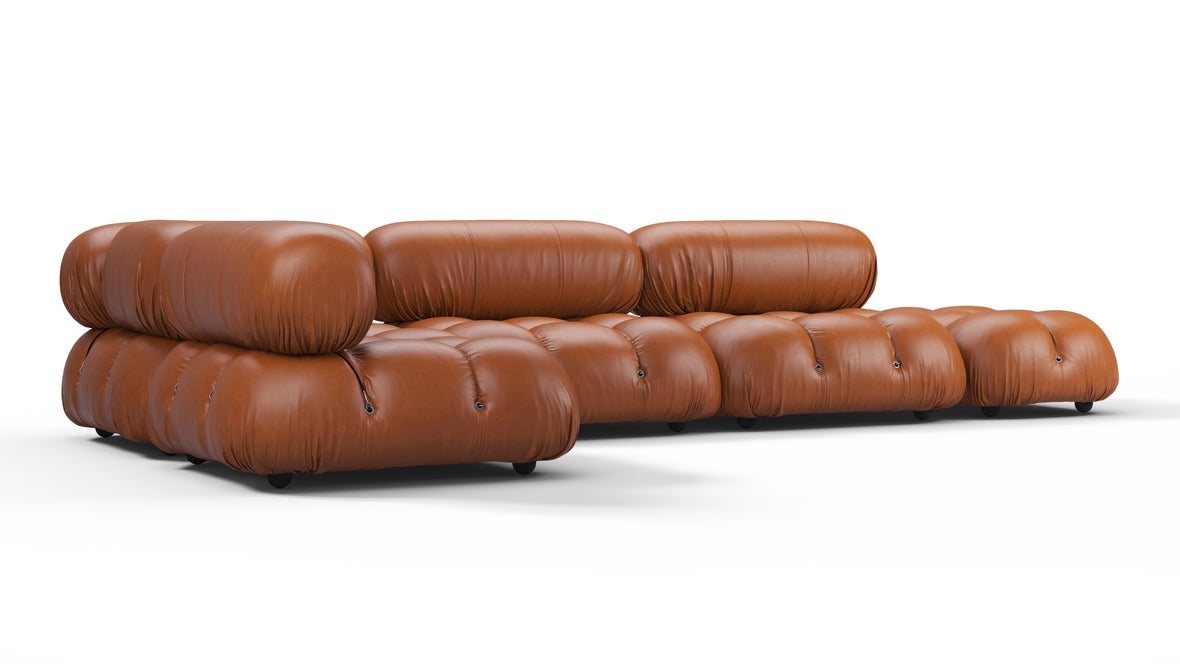 Belia - Belia Sectional, Left Corner, Tan Premium Leather