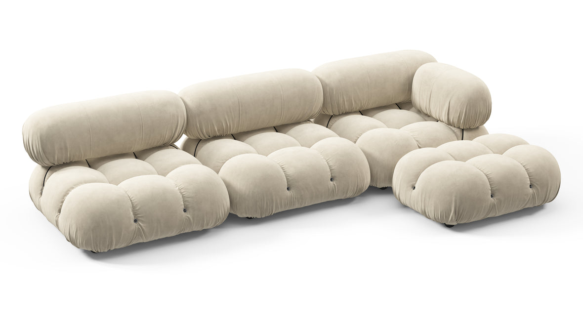 Belia - Belia Sectional, Right Chaise, Eggshell Vegan Suede