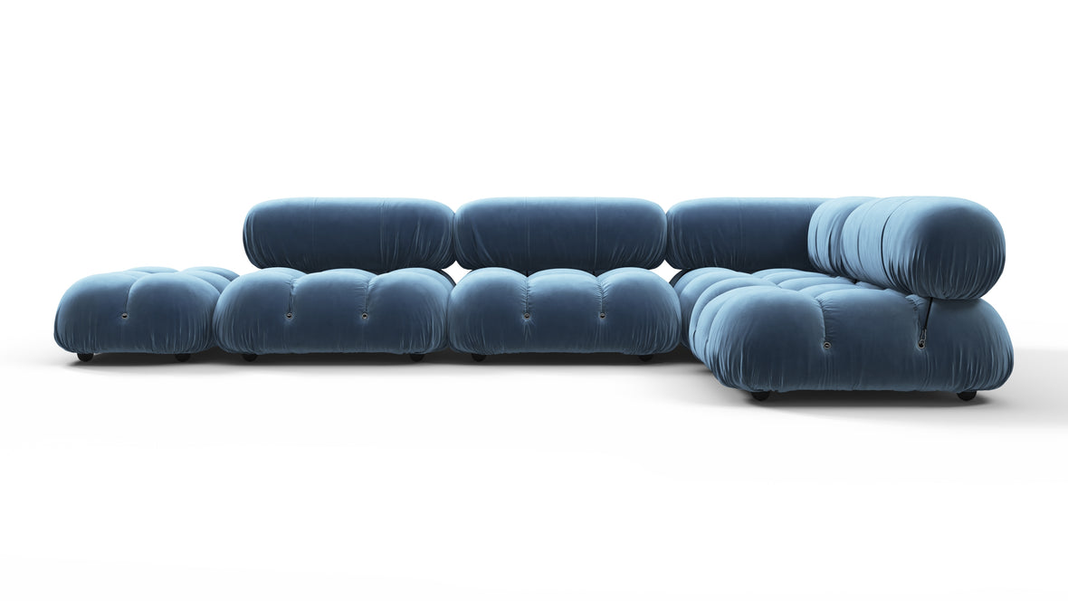 Belia - Belia Sectional, Right Corner, Aegean Blue Velvet