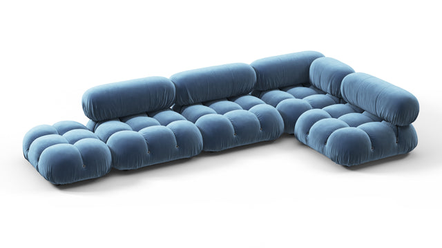 Belia - Belia Sectional, Right Corner, Aegean Blue Velvet