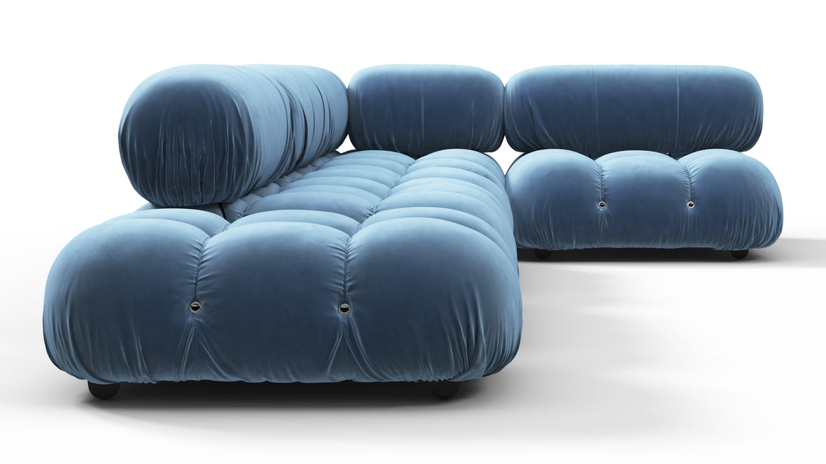 Belia - Belia Sectional, Right Corner, Aegean Blue Velvet