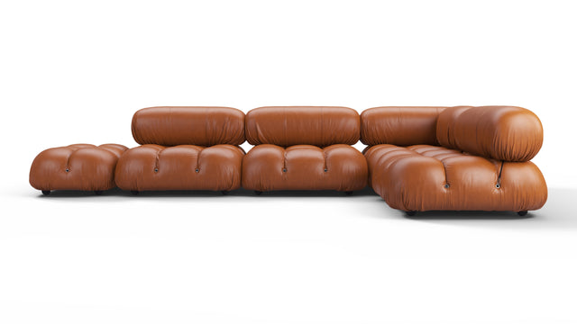 Belia - Belia Sectional, Right Corner, Tan Premium Leather