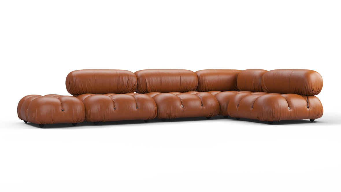 Belia - Belia Sectional, Right Corner, Tan Premium Leather