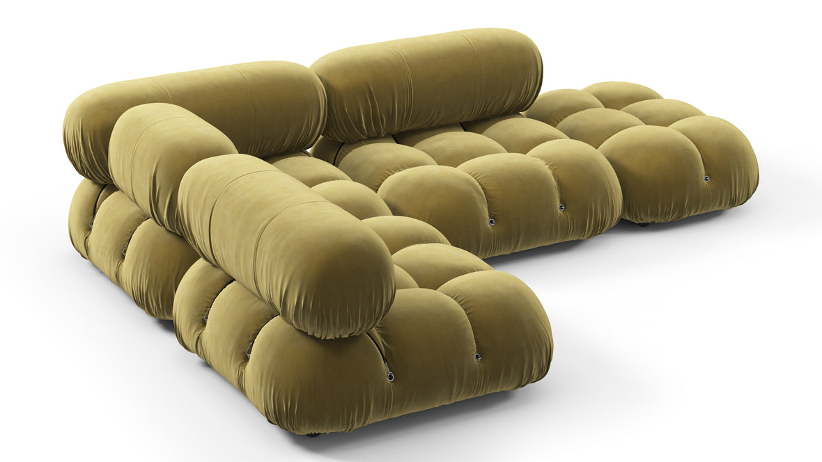 Belia - Belia Sectional, Small Left Corner, Olive Gold Velvet