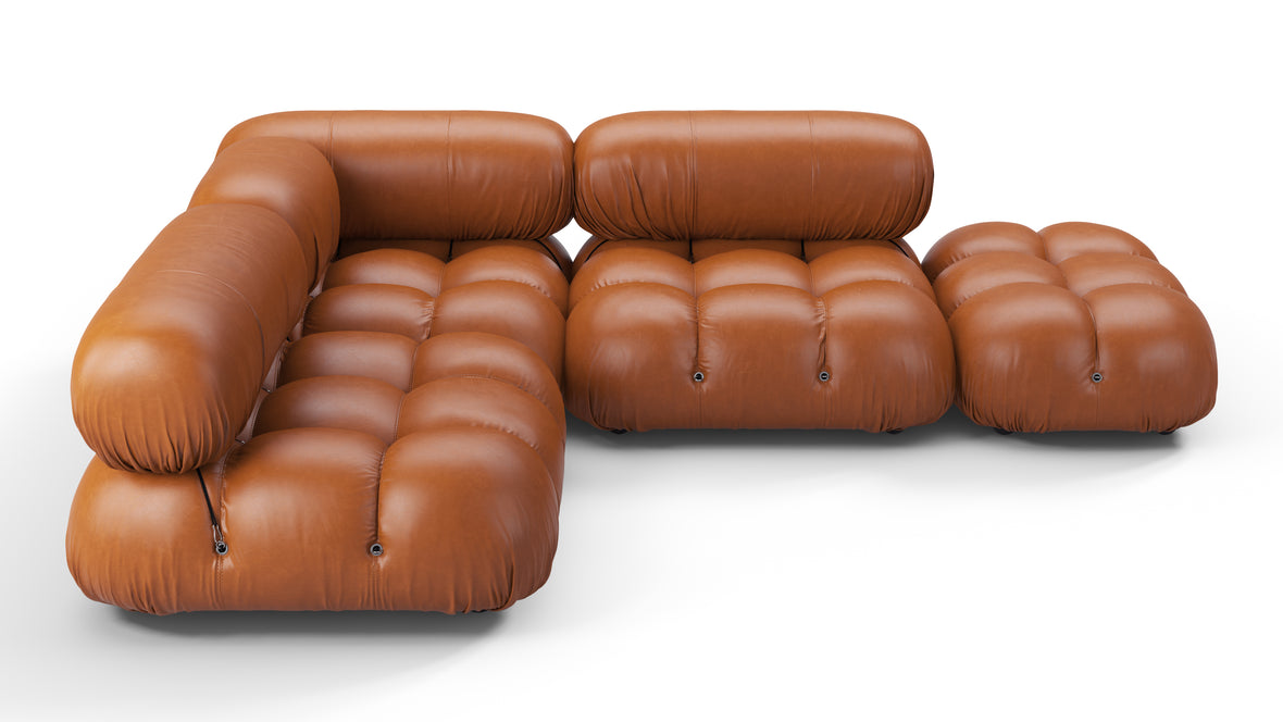 Belia - Belia Sectional, Small Left Corner, Tan Premium Leather