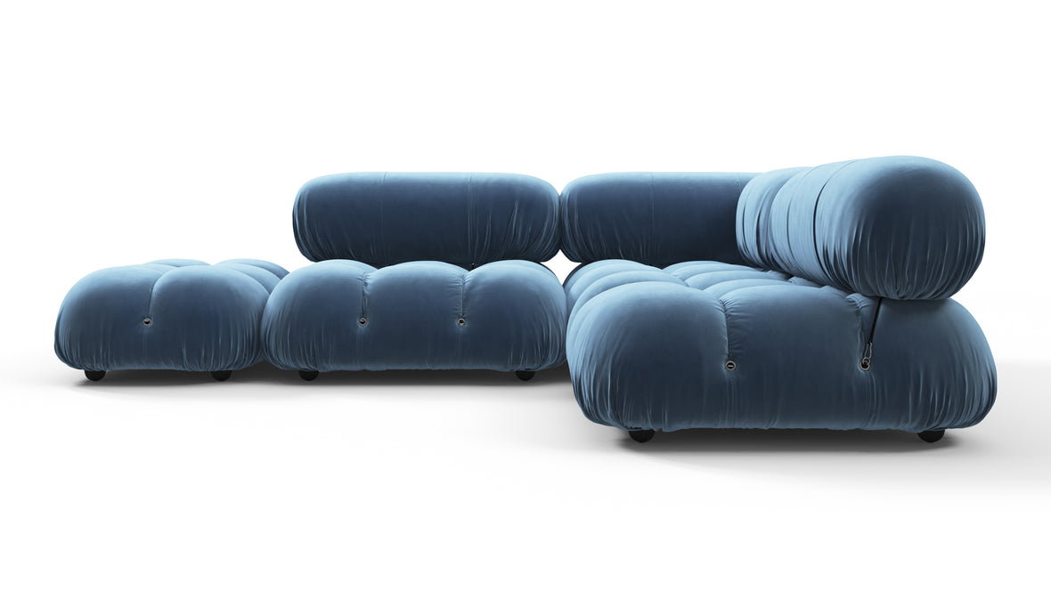 Belia - Belia Sectional, Small Right Corner, Aegean Blue Velvet