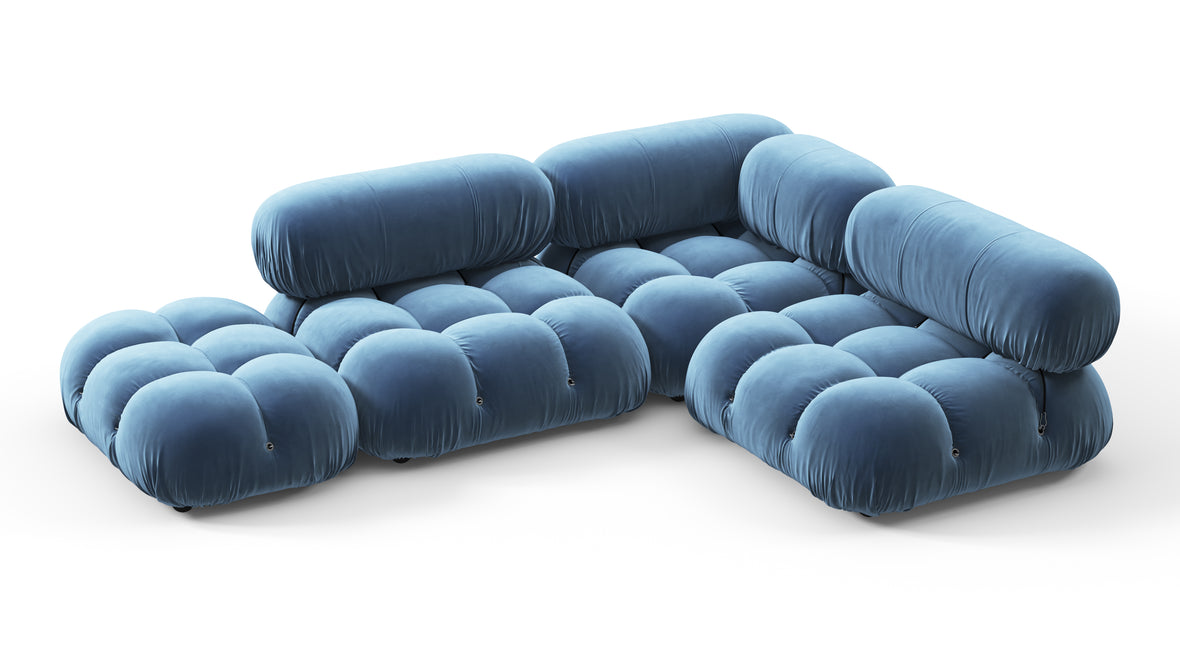 Belia - Belia Sectional, Small Right Corner, Aegean Blue Velvet