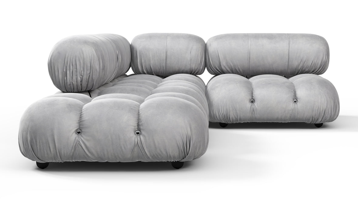 Belia - Belia Sectional, Small Right Corner, Light Gray Velvet