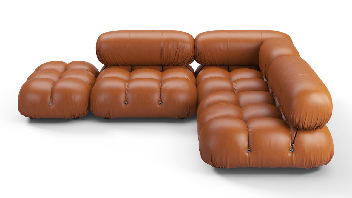 Belia - Belia Sectional, Small Right Corner, Tan Premium Leather