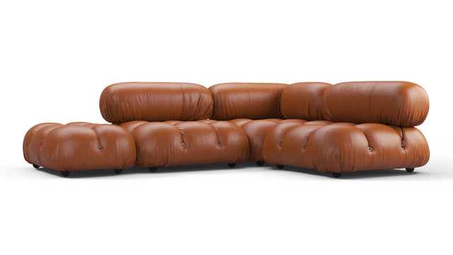 Belia - Belia Sectional, Small Right Corner, Tan Premium Leather