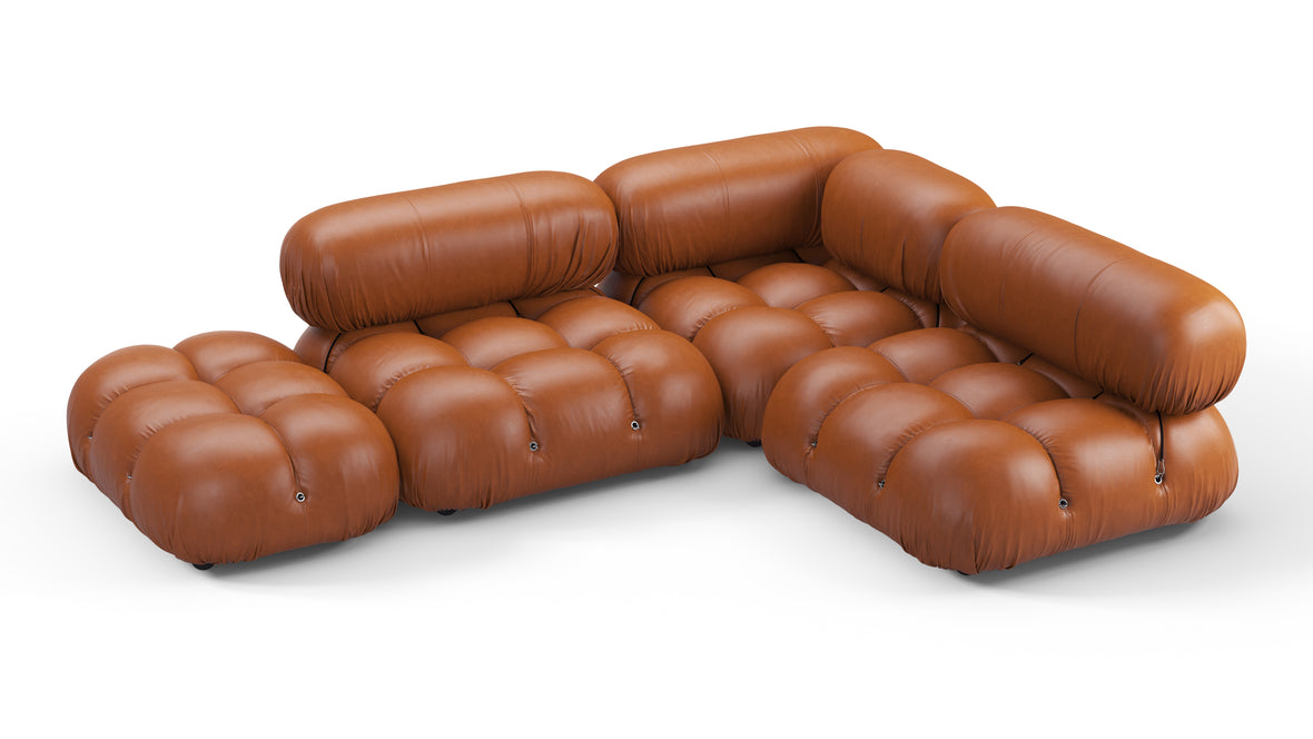 Belia - Belia Sectional, Small Right Corner, Tan Premium Leather