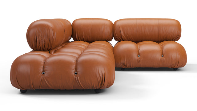 Belia - Belia Sectional, Small Right Corner, Tan Premium Leather