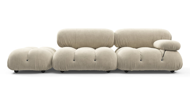 Belia - Belia Open End Sofa, Left, Eggshell Vegan Suede