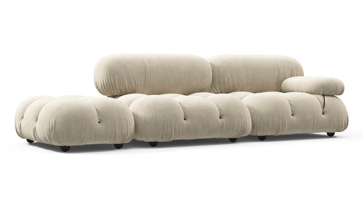 Belia - Belia Open End Sofa, Left, Eggshell Vegan Suede