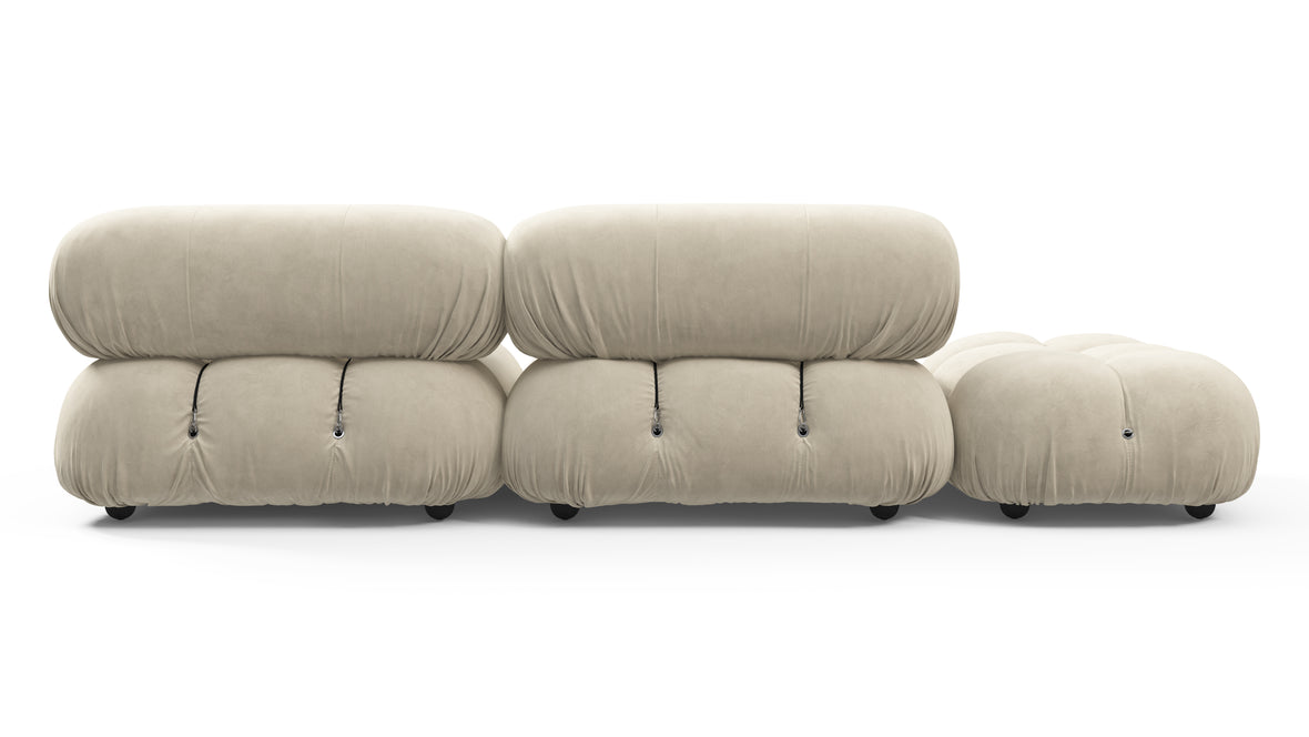 Belia - Belia Open End Sofa, Left, Eggshell Vegan Suede