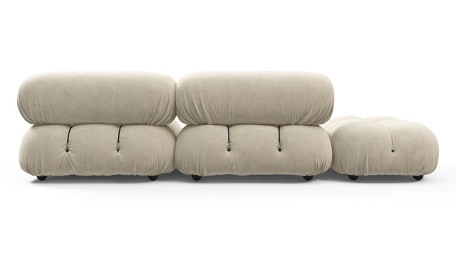 Belia - Belia Open End Sofa, Left, Eggshell Vegan Suede