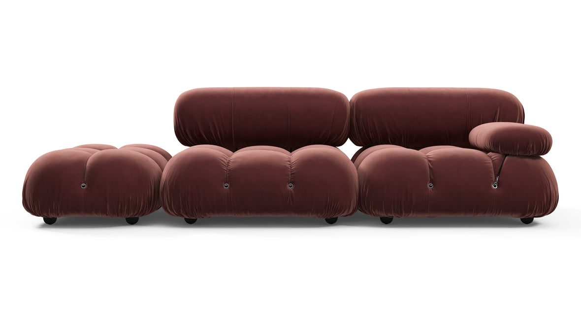 Belia - Belia Open End Sofa, Left, Maroon Velvet