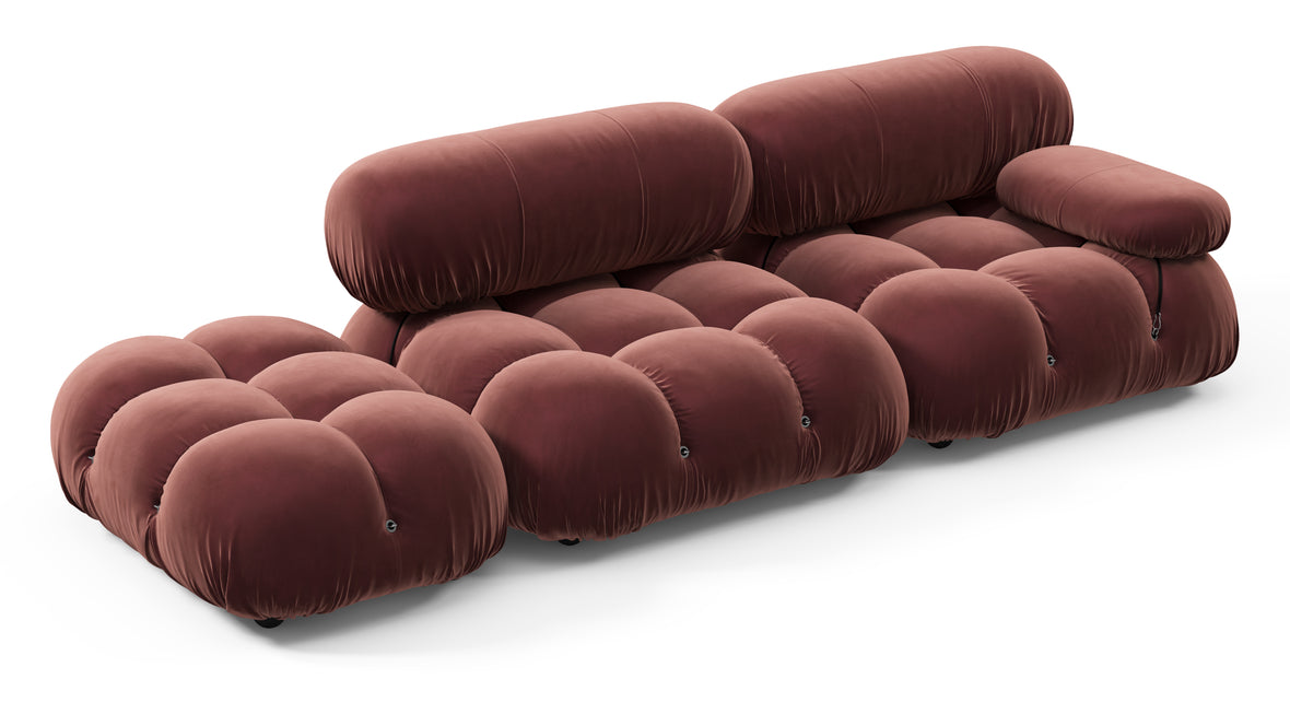 Belia - Belia Open End Sofa, Left, Maroon Velvet