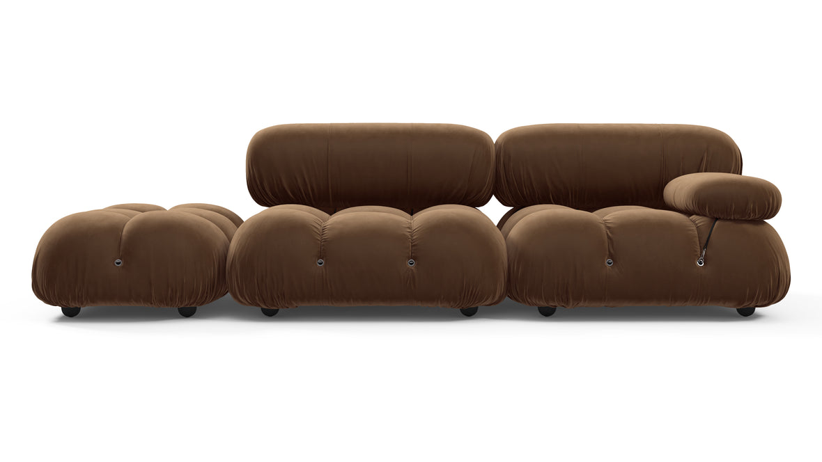 Belia - Belia Open End Sofa, Left, Mocha Velvet