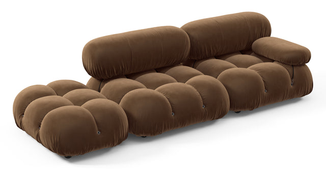 Belia - Belia Open End Sofa, Left, Mocha Velvet