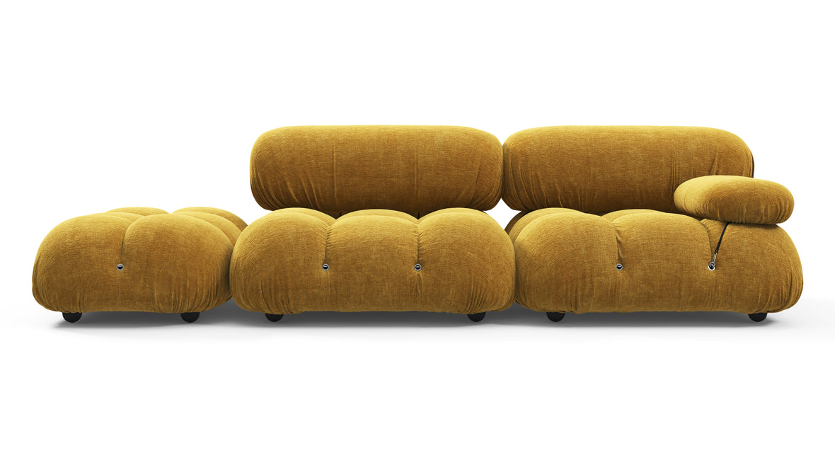 Belia - Belia Open End Sofa, Left, Mustard Yellow Chenille