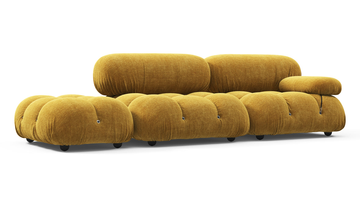 Belia - Belia Open End Sofa, Left, Mustard Yellow Chenille