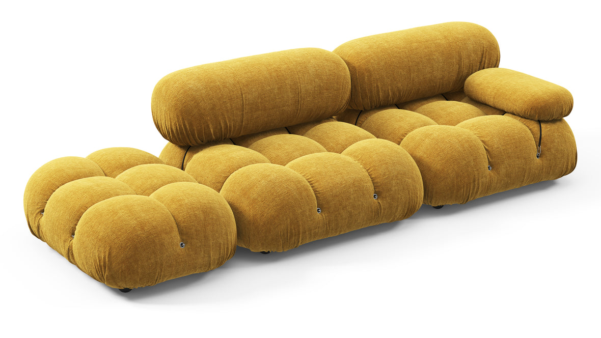 Belia - Belia Open End Sofa, Left, Mustard Yellow Chenille