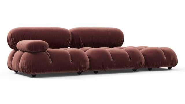 Belia - Belia Open End Sofa, Right, Maroon Velvet