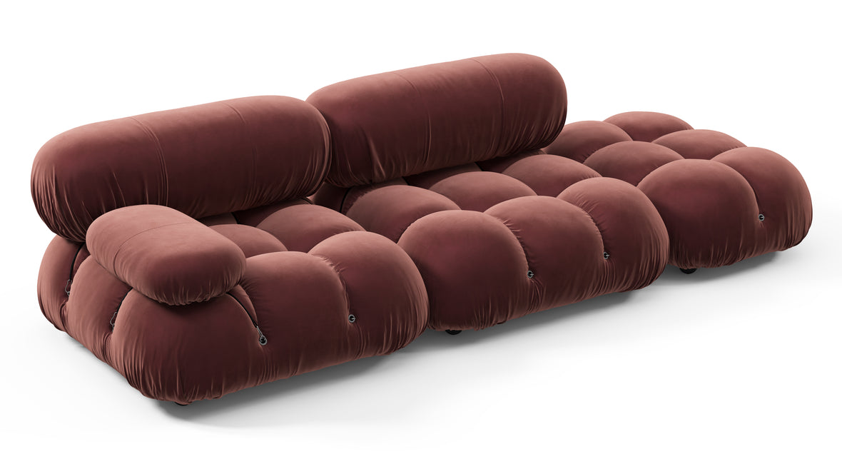 Belia - Belia Open End Sofa, Right, Maroon Velvet