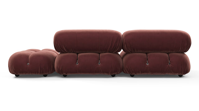 Belia - Belia Open End Sofa, Right, Maroon Velvet