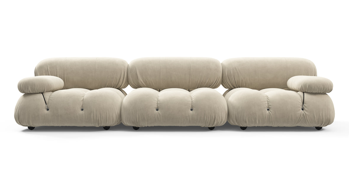 Belia - Belia Three Seater Sofa, Eggshell Vegan Suede