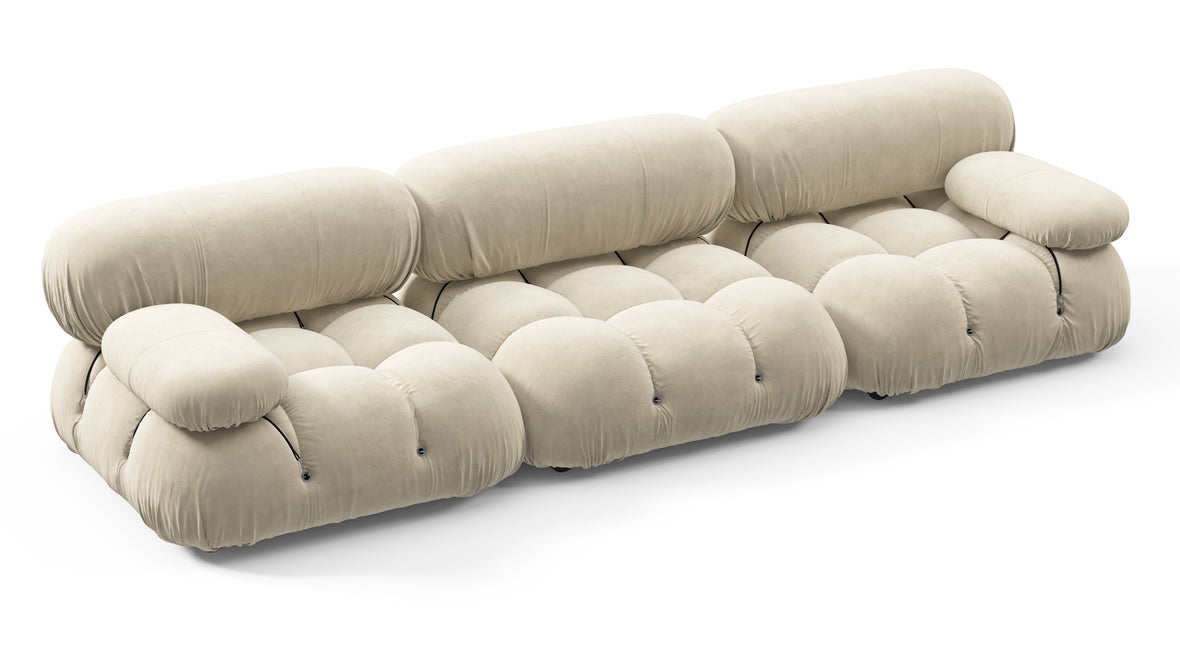 Belia - Belia Three Seater Sofa, Eggshell Vegan Suede