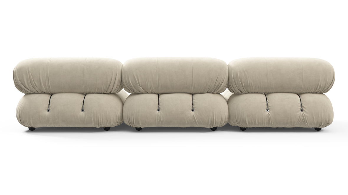 Belia - Belia Three Seater Sofa, Eggshell Vegan Suede