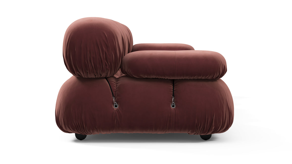 Belia - Belia Three Seater Sofa, Maroon Velvet