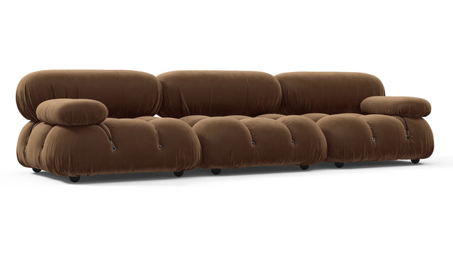 Belia - Belia Three Seater Sofa, Mocha Velvet