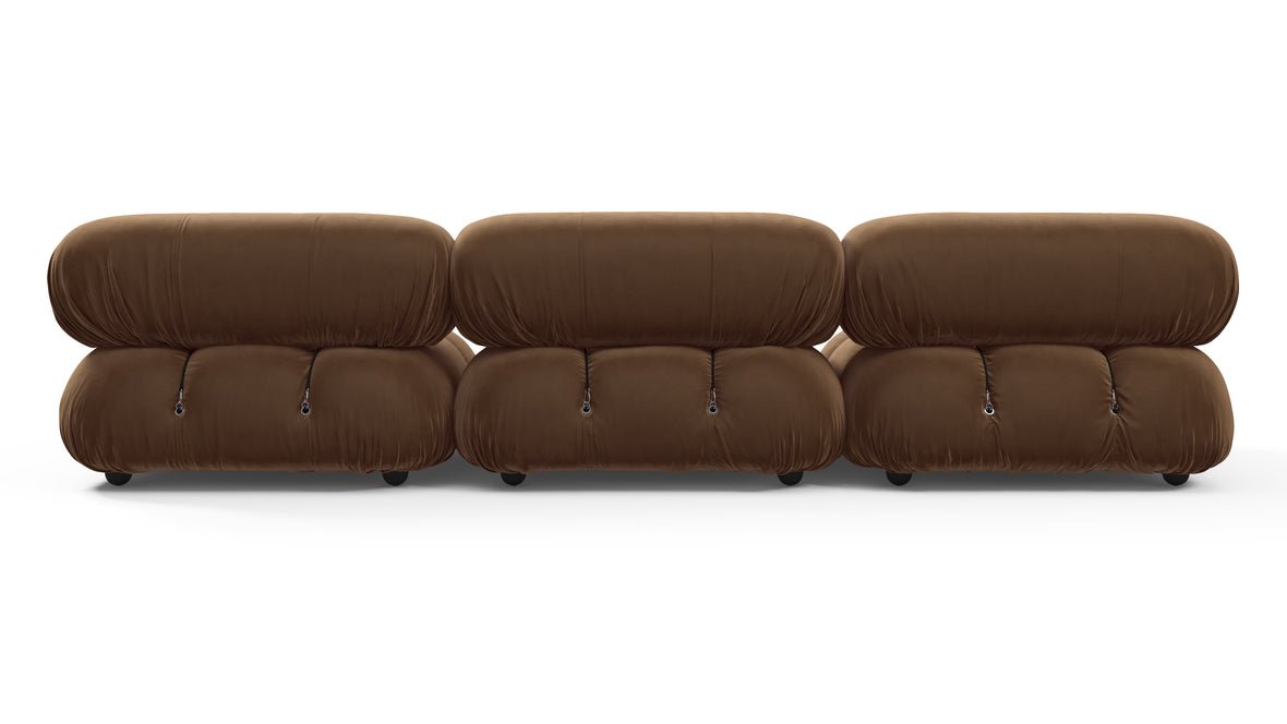 Belia - Belia Three Seater Sofa, Mocha Velvet