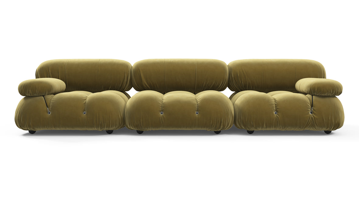 Bellini Sofa - Mario Bellini Three Seater Sofa, Olive Gold Velvet