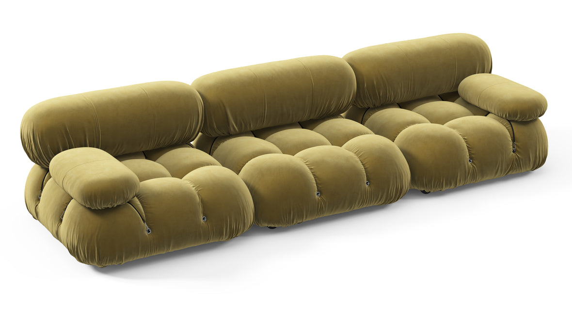 Belia - Belia Three Seater Sofa, Olive Gold Velvet