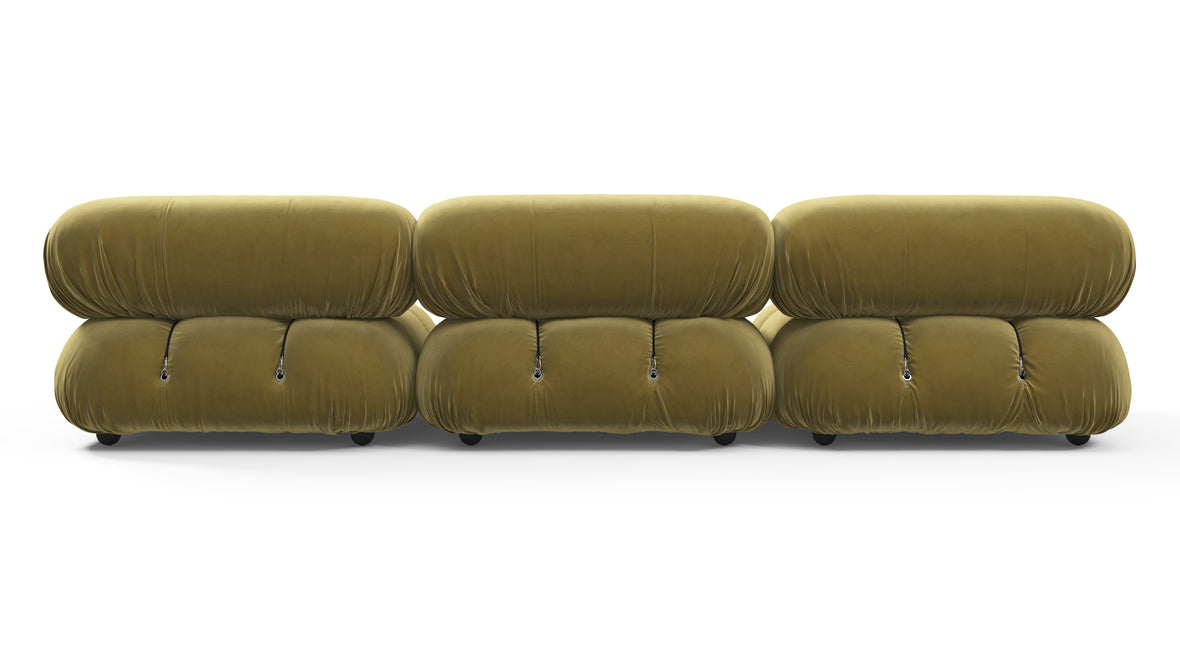 Bellini Sofa - Mario Bellini Three Seater Sofa, Olive Gold Velvet