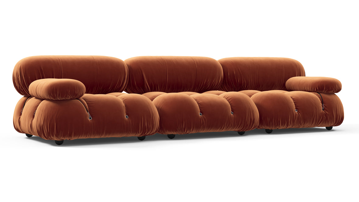 Belia - Belia Three Seater Sofa, Spice Velvet